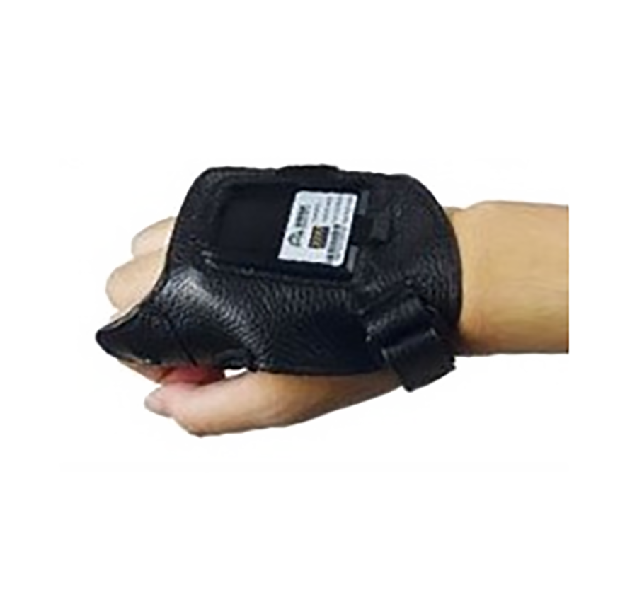 Leather gloves for hands free scanner